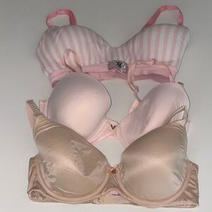 Victoria's Secret Bra Trio - Pink, Cream, Tan